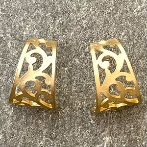 Gold Plated Half Moon Filigree Earrings